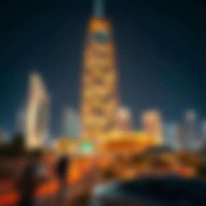 Night View of Jewel Tower Nighttime shot of the Jewel Tower illuminated against the Dubai skyline