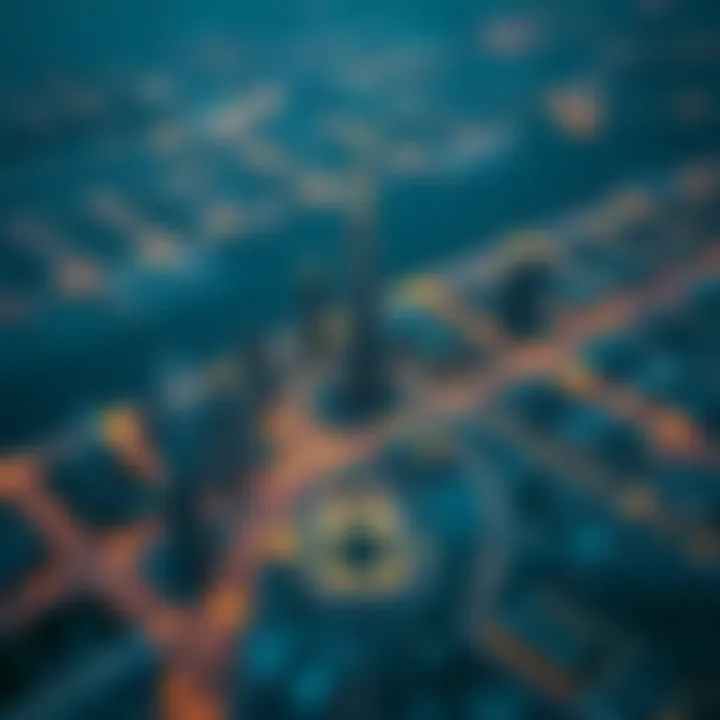 Aerial view of Dubai highlighting the strategic location of the O2 Tower