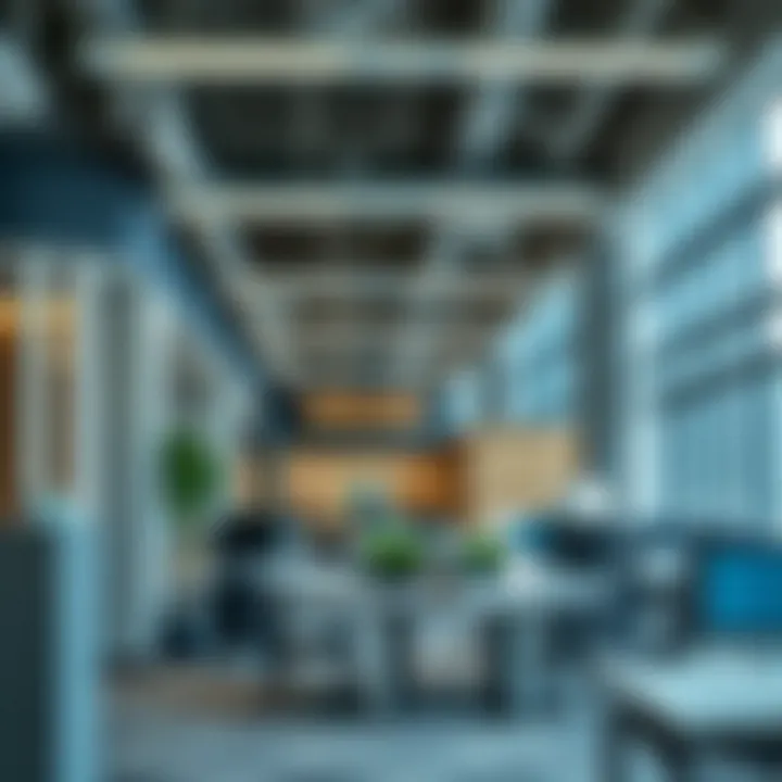 Interior layout highlighting spacious work environments