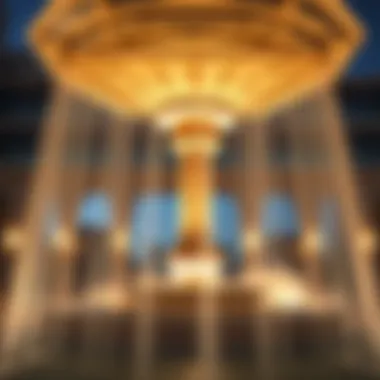 Architectural details of The Pointe's fountain structure