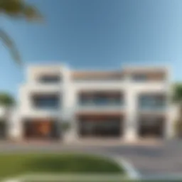 Luxurious villa exterior showcasing modern architecture in Dubai