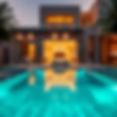 Serene outdoor space with pool in a Dubai villa