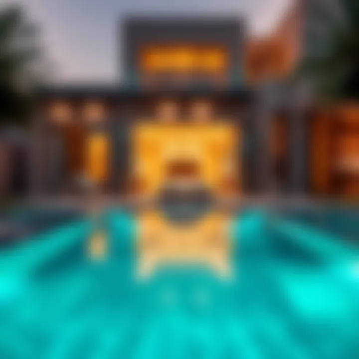 Serene outdoor space with pool in a Dubai villa