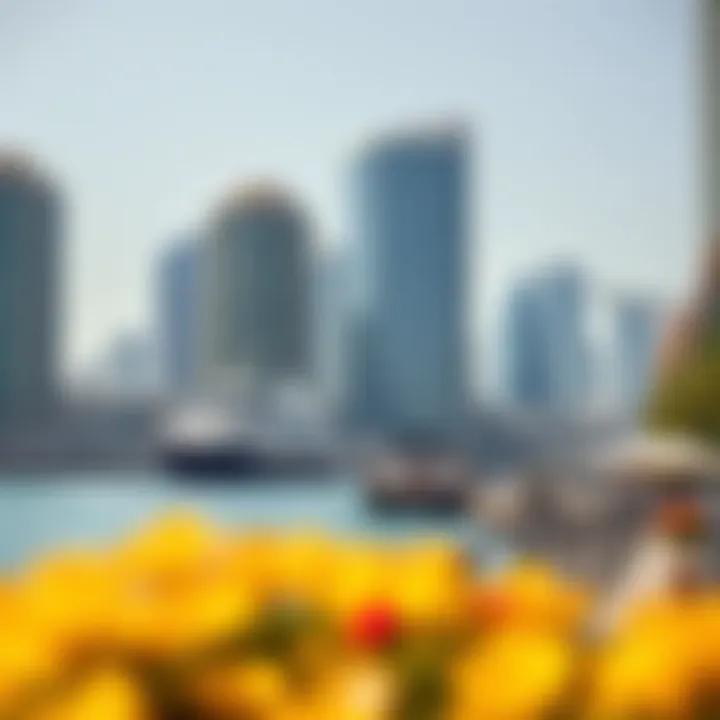 The bustling economic activity in Dubai's waterfront area