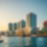 A panoramic view of Dubai's waterfront showcasing modern architecture