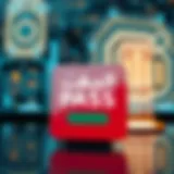 UAE Pass logo displayed prominently against a tech-inspired backdrop