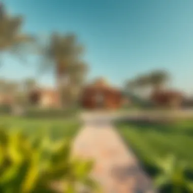 Community park in Al Ain, depicting recreational facilities and family activities