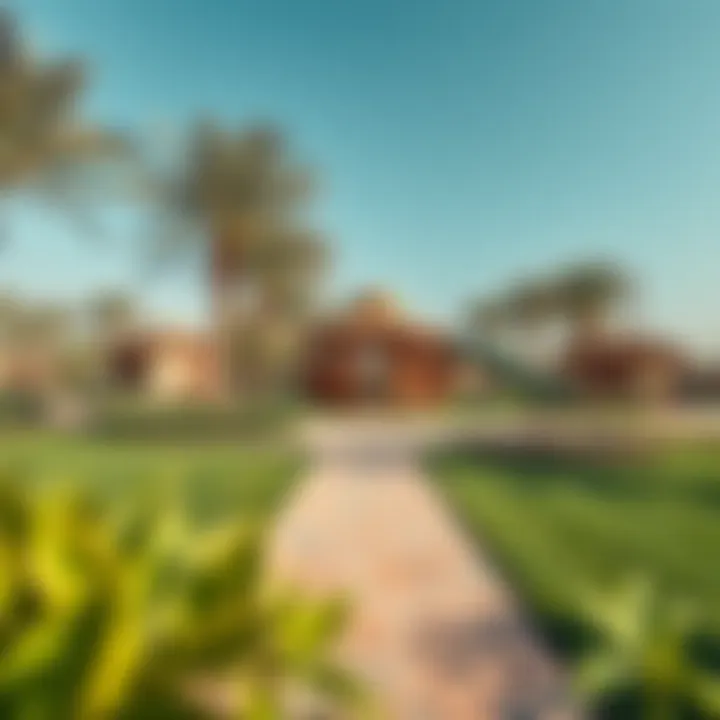 Community park in Al Ain, depicting recreational facilities and family activities