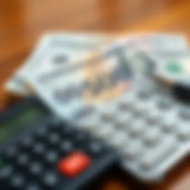 Financial Planning: Currency Conversion Calculator with currency notes to signify financial planning