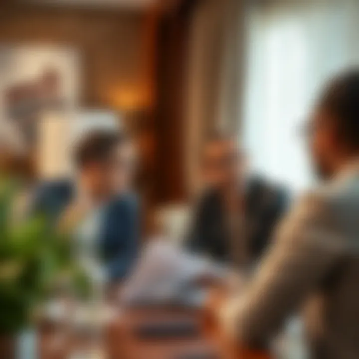 Real Estate Consultation: Navigating the DEWA Fee A professional consulting with a client about real estate investment in Dubai.