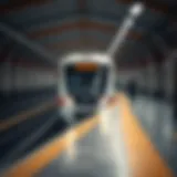 Metro Train Station in Dubai Metro train arriving at a station in Dubai