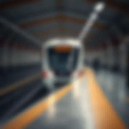 Metro Train Station in Dubai Metro train arriving at a station in Dubai