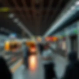 A bustling Dubai metro station with commuters
