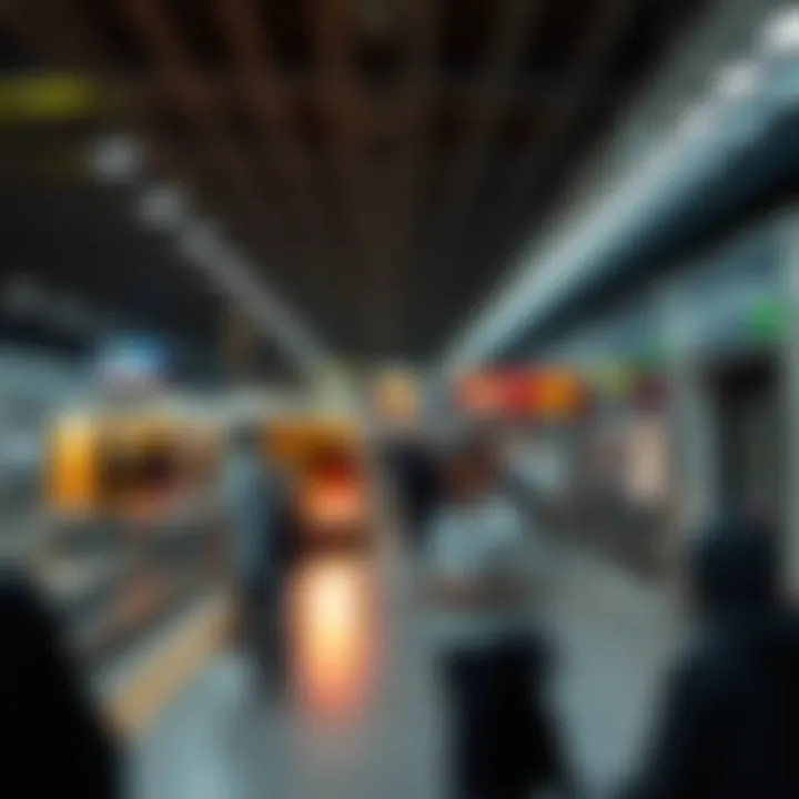 A bustling Dubai metro station with commuters