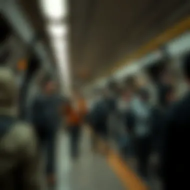 Commuters Navigating the Metro During Rush Hour Busy commuters using the metro during peak hours