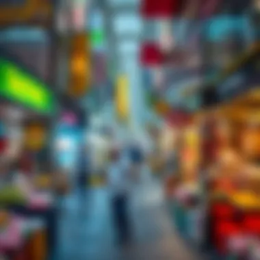 A vibrant marketplace scene capturing the essence of UAE's economy