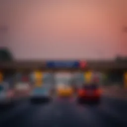 Toll gate in Dubai with vehicles passing through