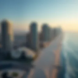 Aerial view of Jumeirah Beach Residence showcasing luxury towers and the beachfront