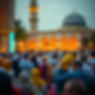 Community gathering for prayers and reflection during Ramadan