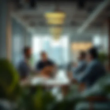 Entrepreneurs collaborating in a modern workspace