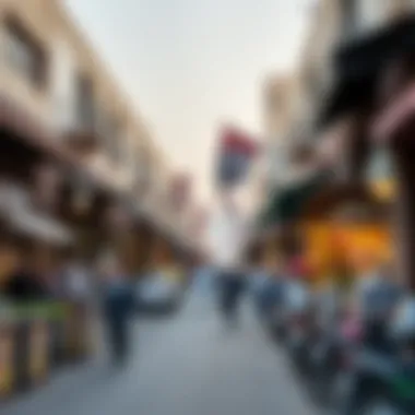 A bustling street in Warsan highlighting the community atmosphere.